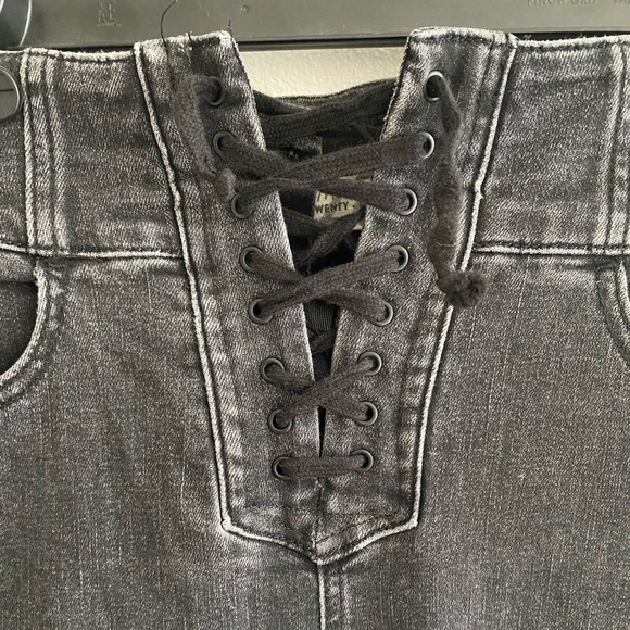 Free People curvy lace-up closure skinny jeans size 28 punk goth - Picture 3 of 5